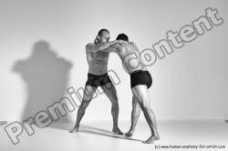 Underwear Martial art Man - Man White Moving poses Athletic Short Brown Dynamic poses Academic